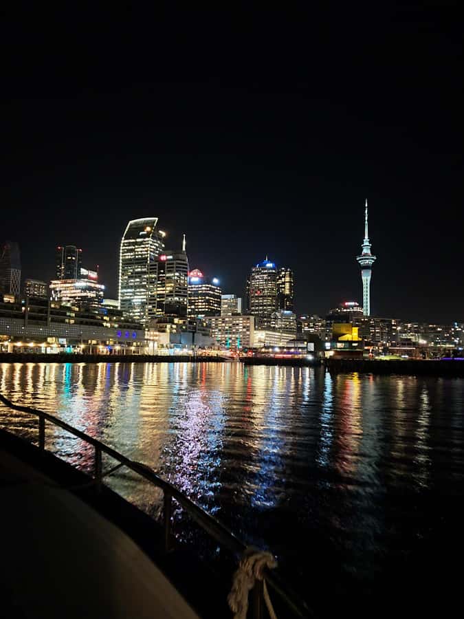 Auckland: Nightlights Harbour Cruise with Canapés and Drink - Viaduct and waterfront lighting: where the city looks framed