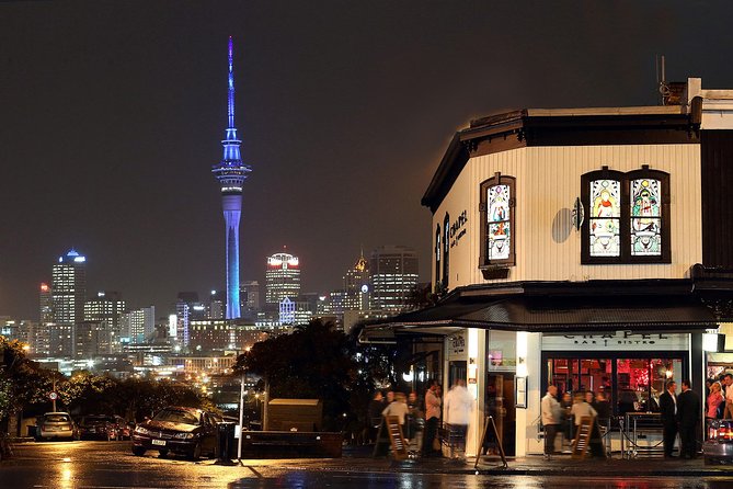 The City Lights: a unique electric bike tour of Auckland by night! - Queens Wharf and the Viaduct: neon details and skyline photos